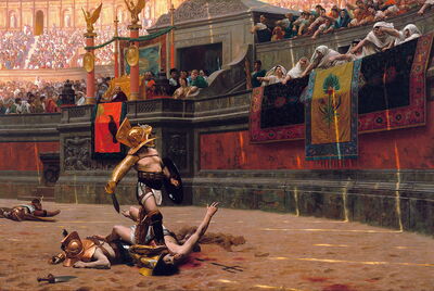 Eine Gladiatorenszene von Jean Leon Gerome