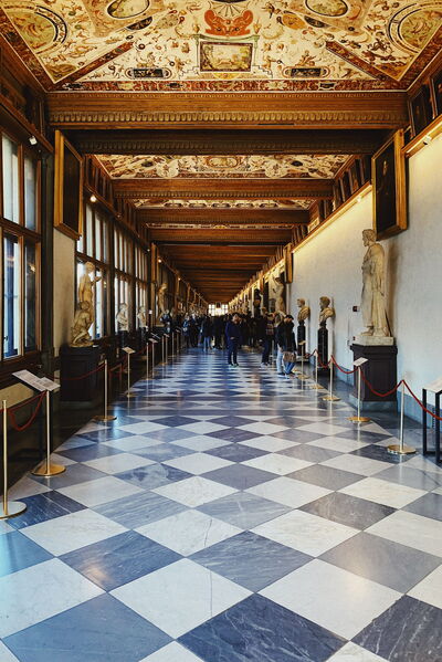 Ein Flur in der Uffizi