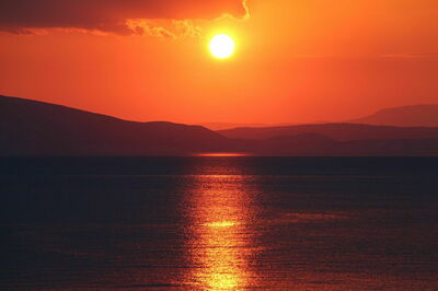 Blick auf den Sonnenuntergang von der Villa Gustav