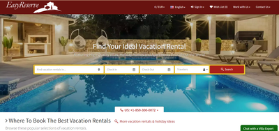 Easy Reserve Homepage, Suchfunktion