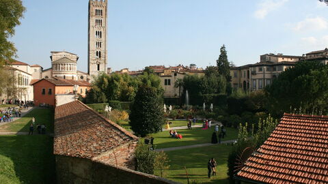 Blick von den Stadtmauern von Lucca