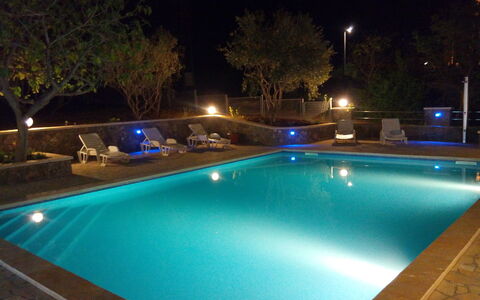 Villa Luka: Wasser, Eigentum, Gebäude, Pflanze, Licht, Schwimmbad, Azurblau, Natur, Grün, Beleuchtung