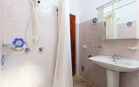 Casa Negrita: Zapfhahn, Armatur, Spiegel, Sinken, Eigentum, Duschkopf, Bad Sink, Badezimmer, Azurblau, Lila
