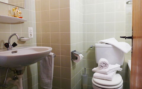 Chesa Rossa: Badezimmer, Toilette, Toilleten Sitz, Eigentum, Zimmer, Armatur, Fliese, Bad Zubehör, Wand, Keramik