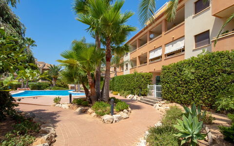 Benvinguts: Eigentum, Grundeigentum, Resort, Baum, Gebäude, Wohnung, Haus, Palme, Pflanze, Urlaub