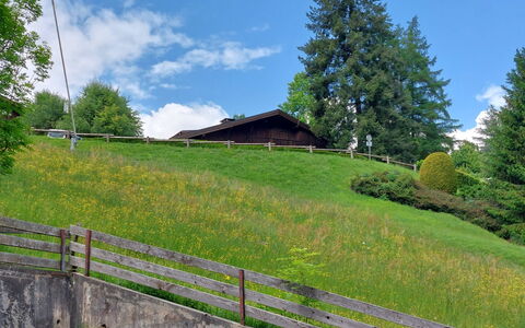Saint-Gervais D'En Haut: Pflanze, Himmel, Wolke, Baum, Natürliche Landschaft, Zaun, Steigung, Grundstueck, Haus, Gras