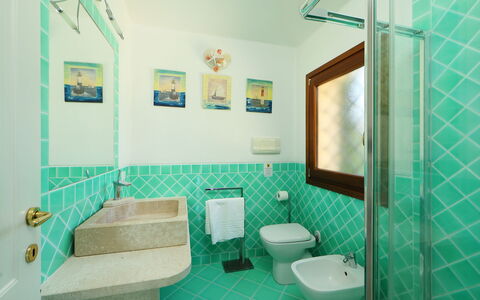 Iris: Badezimmer, Zimmer, Grün, Eigentum, Türkis, Interior Design, Gebäude, Die Architektur, Fliese, Haus