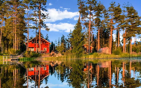 Kallioniemi: Wasser, Baum, Gewässer, Natur, Natürlichen Umgebung, Natürliche Landschaft, Reflexion, Landschaft, Bank