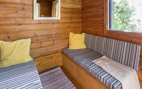 Heikinranta: Holz, Hütte, Blockhaus, Wald, Schuppen, Gartenbauten, Lärche, Wald, Holzbeize