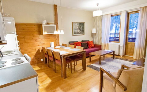 Ylläs Chalets A508: Wasserweg, Bank, Wasserlauf, See, Hütte, Wald, Kanal, Reservoir, Blockhaus