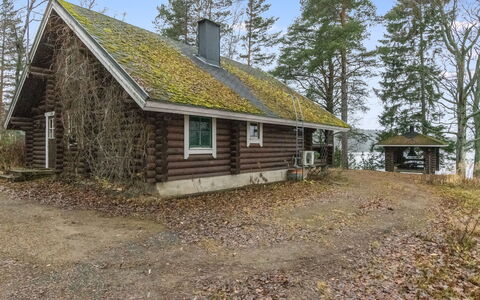 Kärkimökki: Baum, Bank, Haus, Hütte, See, Teich, Wald, Blockhaus