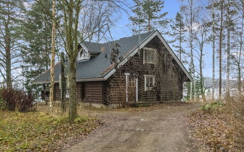Kärkimökki: Baum, Bank, Haus, Hütte, See, Teich, Wald, Blockhaus
