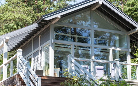 Sjöboda Sea: Baum, Bank, Haus, Hütte, See, Teich, Wald, Blockhaus
