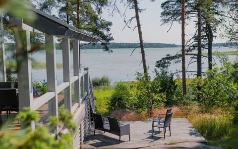 Sjöboda Sea: Baum, Bank, Haus, Hütte, See, Teich, Wald, Blockhaus