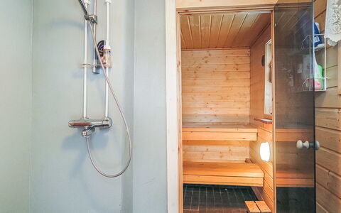 Inninniemi: Holz, Hütte, Blockhaus, Wald, Schuppen, Gartenbauten, Lärche, Wald, Holzbeize