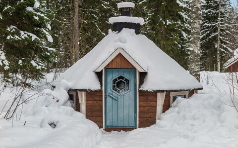 Rentotahko: Baum, Bank, Haus, Hütte, See, Teich, Wald, Blockhaus