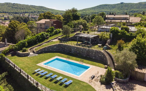 Rocca di Papa 102: Blau, Schwimmbad, Landschaft, Garten, Estate, Landscaping, Eco Hotel, Hazienda, Bauernhaus, Villa