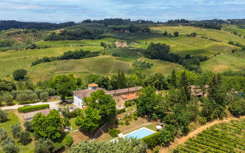 Castellina in Chianti 975: Estate, Essen, Plantage, Landwirtschaft, Landscaping, Hazienda, Bauernhaus, Villa, Eco Hotel, Vogelperspektive