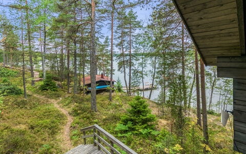 Ranta-Iivari: Baum, Bank, Haus, Hütte, See, Teich, Wald, Blockhaus