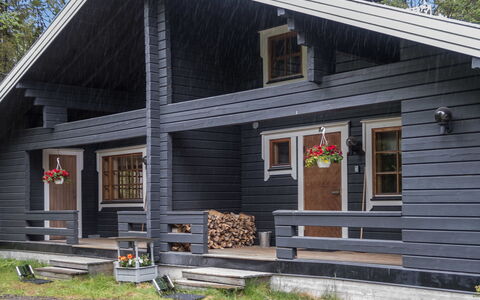Rukantaika 1A: Holz, Hütte, Blockhaus, Wald, Schuppen, Gartenbauten, Lärche, Wald, Holzbeize