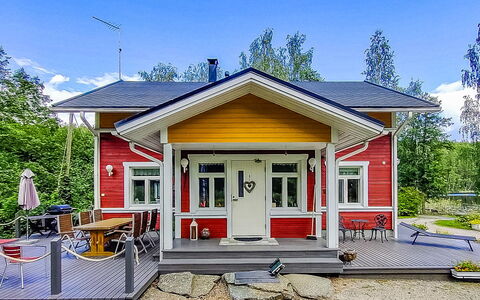 Villa Ahomoisio: Holz, Hütte, Blockhaus, Wald, Schuppen, Gartenbauten, Lärche, Wald, Holzbeize