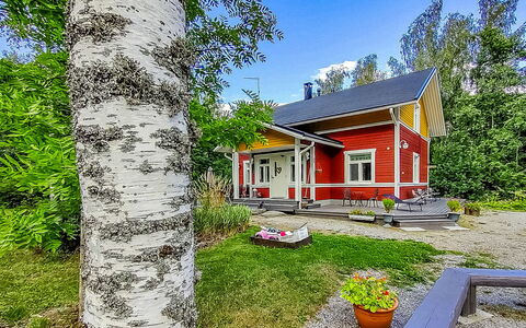 Villa Ahomoisio: Holz, Hütte, Blockhaus, Wald, Schuppen, Gartenbauten, Lärche, Wald, Holzbeize