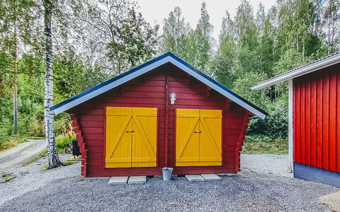 Villa Ahomoisio: Holz, Hütte, Blockhaus, Wald, Schuppen, Gartenbauten, Lärche, Wald, Holzbeize