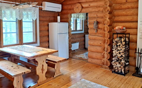 Haapaniemi, Cjoe020: Holz, Hütte, Blockhaus, Wald, Schuppen, Gartenbauten, Lärche, Wald, Holzbeize