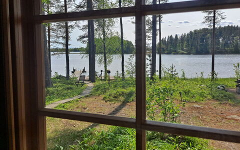 Haapaniemi, Cjoe020: Holz, Hütte, Blockhaus, Wald, Schuppen, Gartenbauten, Lärche, Wald, Holzbeize