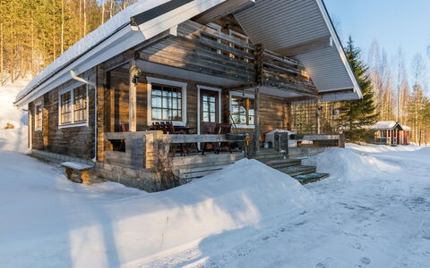 Saarijärvi: Holz, Hütte, Blockhaus, Wald, Schuppen, Gartenbauten, Lärche, Wald, Holzbeize