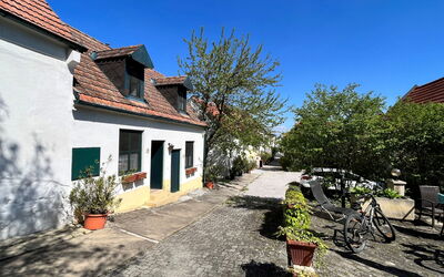 Mörbisch am See 603: Himmel, Pflanze, Gebäude, Eigentum, Fenster, Strassenbelag, Haus, Baum, Blumentopf, Asphalt
