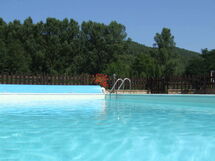 The fenced swimming pool area