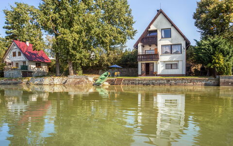 Panorama: Wasserweg, Reflexion, Wasser, Haus, Eigentum, Zuhause, Bank, Fluss, Kanal, Baum