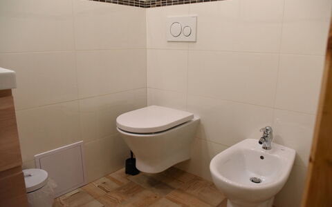 Stará Huť: Badezimmer, Toilette, Toilleten Sitz, Eigentum, Armatur, Zimmer, Wand, Fussboden, Bidet, Fliese