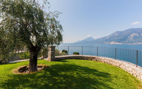 Brenzone 699: Himmel, Pflanze, Eigentum, Wasser, Zaun, Natürliche Landschaft, Grundstueck, Baum, Gras, See