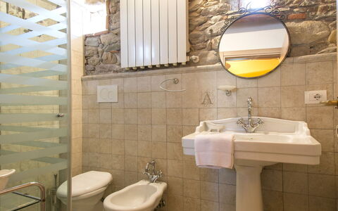 Daussiè: Badezimmer, Eigentum, Fliese, Zimmer, Wand, Interior Design, Armatur, Toilette, Fussboden, Bad Zubehör