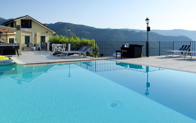 Valloria 605: Himmel, Wasser, Eigentum, Gebäude, Schwimmbad, Azurblau, Fenster, Haus, Freizeit, Berg