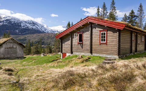 Fjellbris: Gras, Haus, Hütte, Hütte, Hochland, Ländliches Gebiet, Wiese, Landschaft, Dach, Grundstueck