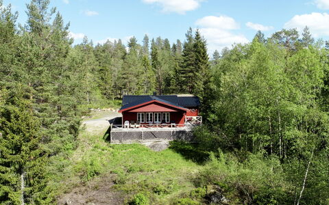 Hustjønn: Pflanze, Himmel, Wolke, Natürliche Landschaft, Baum, Gebäude, Grundstueck, Haus, Lärche, Immergrün