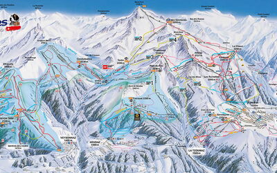 Veysonnaz Résidences (Vez250) 653.3: Piste, Berg, Gebirge, Geologisches Phänomen, Winter, Massiv, Landschaft, Schnee, Illustration, Welt