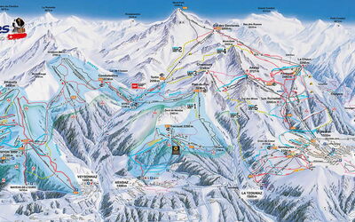 Veysonnaz Résidences (Vez240) 653.1: Piste, Berg, Gebirge, Geologisches Phänomen, Winter, Massiv, Landschaft, Schnee, Illustration, Welt