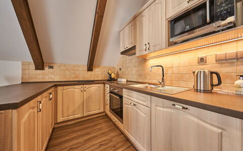 Na Pomezkách: Countertop, Eigentum, Zimmer, Cabinetry, Küche, Möbel, Interior Design, Fussboden, Gebäude, Haus