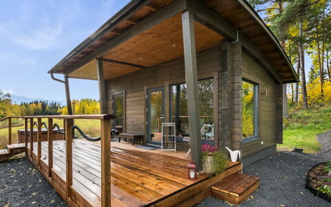 Villa Kurki: Holz, Hütte, Blockhaus, Wald, Schuppen, Gartenbauten, Lärche, Wald, Holzbeize