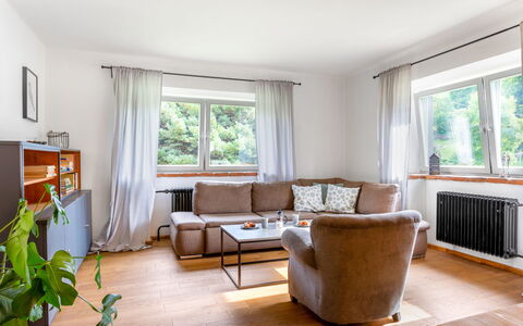 Brníčko: Fenster, Couch, Pflanze, Holz, Schatten, Interior Design, Wohnzimmer, Fussboden, Flooring