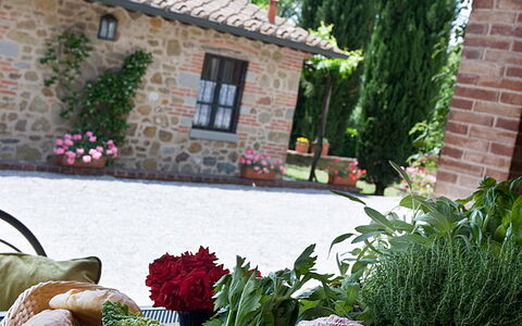 Agriturismo L'incrociata: Pflanze, Himmel, Daytime, Eigentum, Blume, Fenster, Essen, Geschirr, Wolke, Tabelle