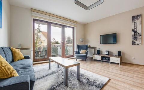 Sopocka Rezydencja: Möbel, Eigentum, Couch, Tabelle, Zimmerpflanze, Blau, Bilderrahmen, Fenster, Holz, Pflanze