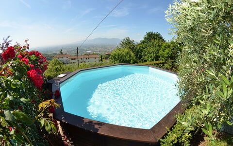 Alla Collina Del Sole: Wasser, Himmel, Blume, Schwimmbad, Wolke, Natur, Pflanze, Rechteck, Schatten, Gartenmöbel