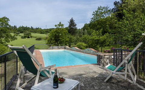 Villa Vigliano: Wasser, Himmel, Pflanze, Schwimmbad, Wolke, Stuhl, Gartenmöbel, Baum, Schatten, Grundstueck