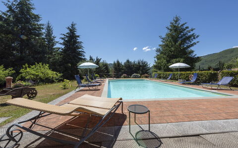 Villa Rosata: Wasser, Pflanze, Himmel, Schwimmbad, Baum, Schatten, Gartenmöbel, Regenschirm, Freizeit, Verbundwerkstoff