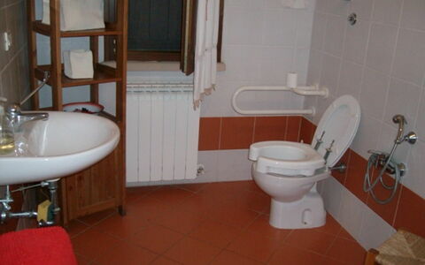 Villa Le Selvole: Spiegel, Armatur, Eigentum, Sinken, Weiss, Toilleten Sitz, Lila, Badezimmer, Bad Sink, Toilette